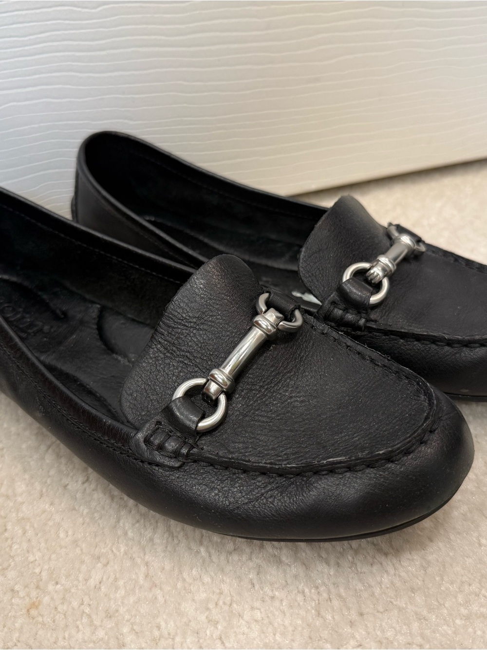 Womens Born Black Leather Loafers